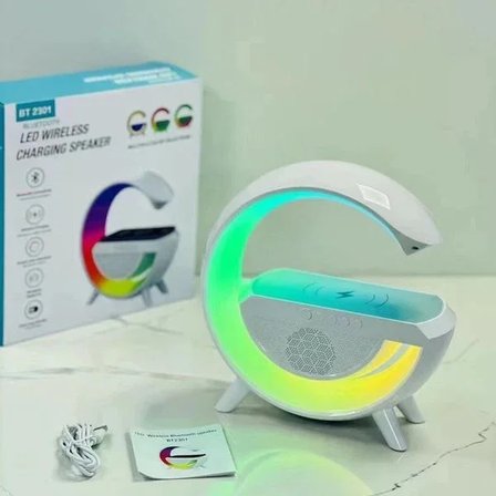 Kablosuz Telefon Şarj Bluetooth Hoparlör Istasyonu Ses Rgb Atmosfer Gece Işık Bt-2301 (5332)