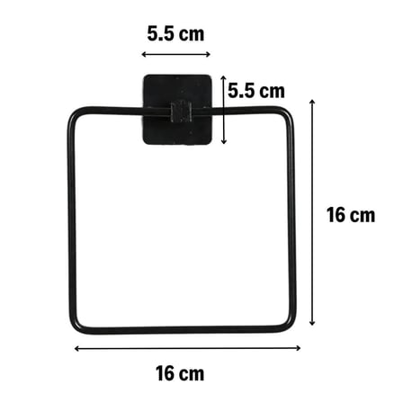 Kendiliğinden Yapışkanlı Siyah Paslanmaz Metal Kare Havluluk (5332)