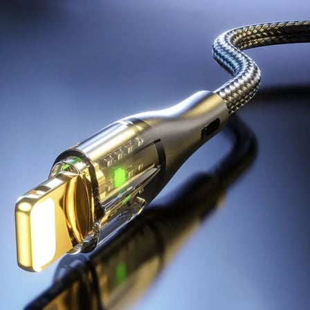Led Işık Uçlu Sağlam İp Kablolu USB to Lightning Hızlı Şarj Kablosu (5332)