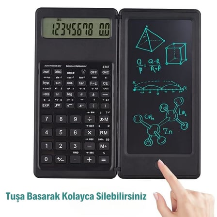 Silinebilir LCD Yazı Tabletli,Kalemli Katlanabilir Bilimsel Hesap Makinesi (5332)
