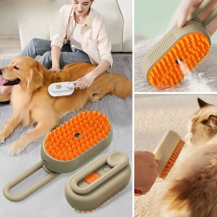 Saplı Su Püskürtmeli Kedi Köpek Fırçası Masaj Etkili Tüy Toplama Tarağı (5332)