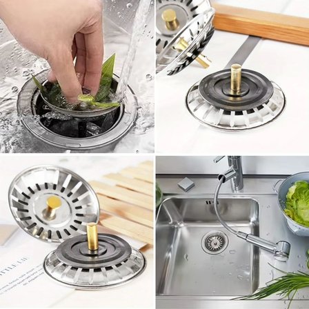 Paslanmaz Çelik Mutfak Evye Lavabo Süzgeci Lavabo Gideri Atık Gıda Tıpası (5332)