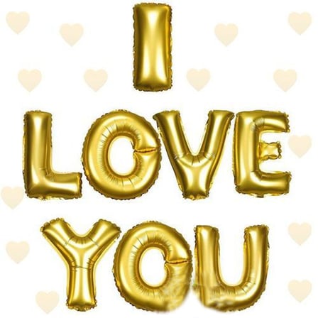 I Love You Folyo Balon Altın Renk 35 CM (5332)