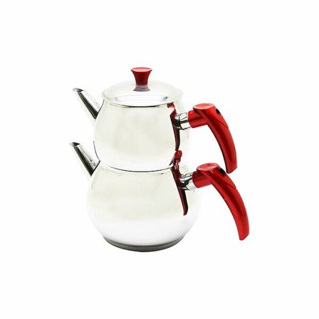 MİNİ 2LT KÜÇÜK BOY KÜRE ÇELİK ÇAYDANLIK SETİ - ÜST: 0.75LT - ALT: 1.4LT (5332)