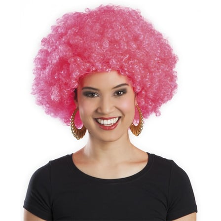 Pembe Renk Kıvırcık Afro Bonus Peruk (5332)