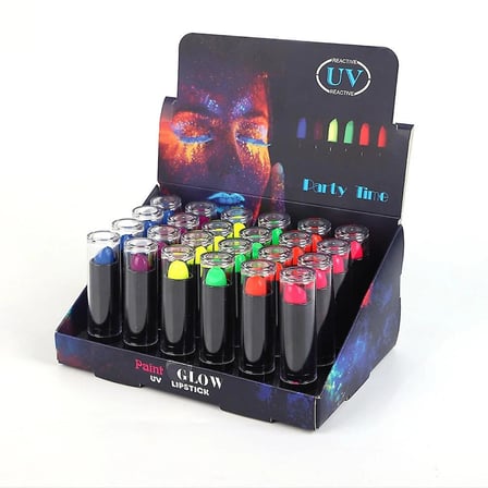 Karanlıkta Parlayan Yanan UV Neon Ruj Yüz Boyama 6 Adet 6 Renk (5332)