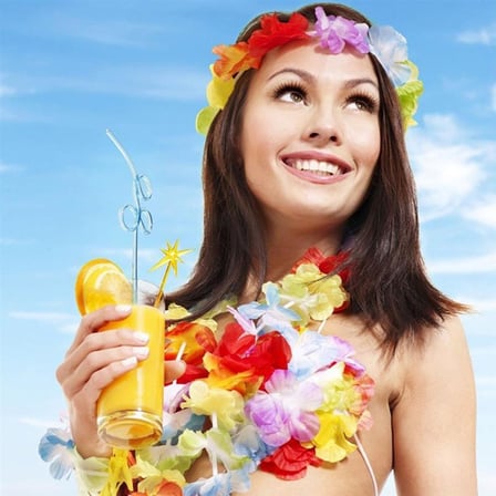 Rengarenk Hawaii Kolye Taç Bileklik Seti 4 Parça (5332)