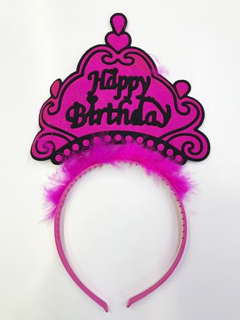 Happy Birthday Yazılı Neon Renk Taç 12 Adet (5332)