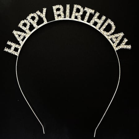 Gümüş Kristal Taşlı Happy Birthday Doğum Günü Tacı İthal Ürün A Kalite 17x16 cm (5332)