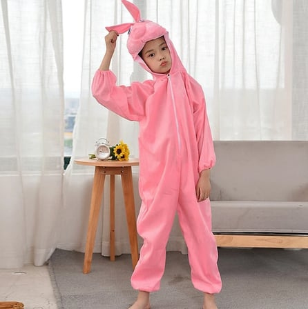 Çocuk Tavşan Kostümü Pembe Renk 6-7 Yaş 120 cm (5332)