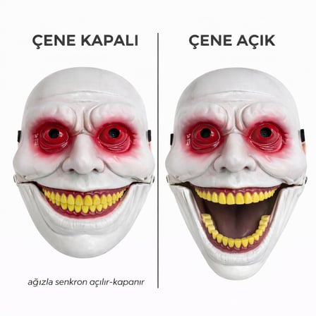 Hareketli Çene Mekanizmalı Korku Maskesi Kırmızı ()