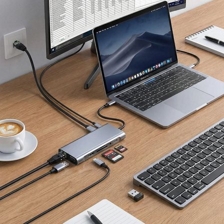 in Type-C Çoklayıcı Hub HDMI K USB . SD TF Kart RJ Ethernet Dönüştürücü Adaptör ()