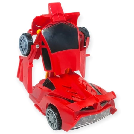 Pilli Robota Dönüşen Araba 17 cm - Kırmızı