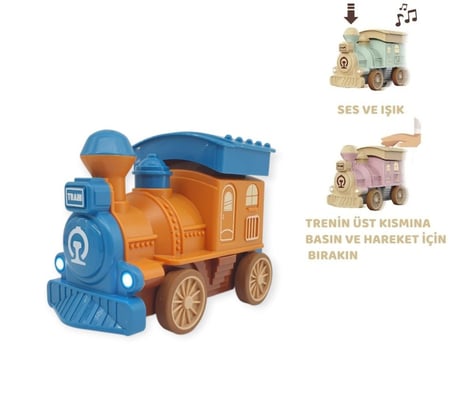 Oyuncak Tren Işıklı Sesli Bas Gitsin 14cm - MAVİ - 8068A