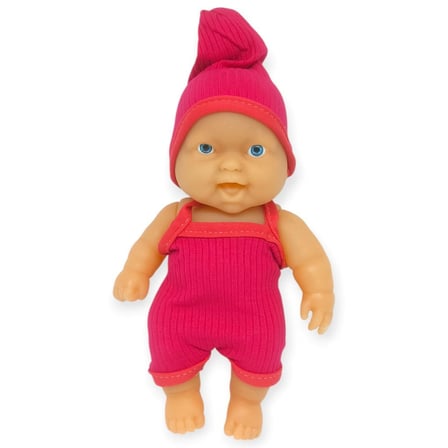 20 cm Sevimli Et Bebek - Çıkarılabilir Neon Kıyafetli Gerçekçi Oyuncak Bebek   - Pembe