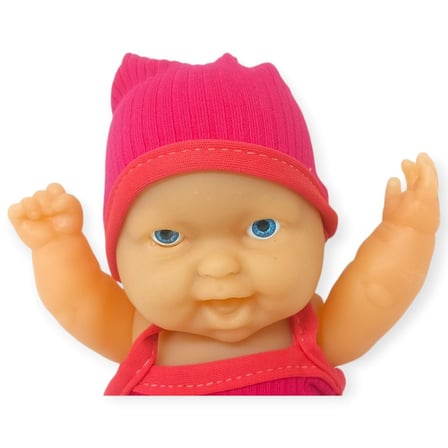 20 cm Sevimli Et Bebek - Çıkarılabilir Neon Kıyafetli Gerçekçi Oyuncak Bebek   - Pembe