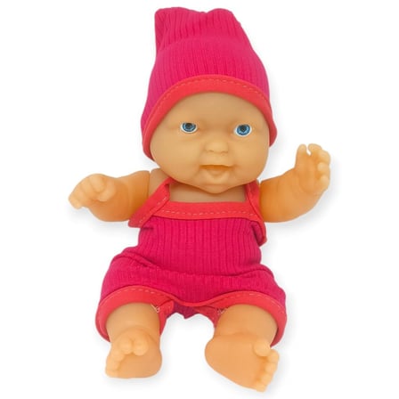 20 cm Sevimli Et Bebek - Çıkarılabilir Neon Kıyafetli Gerçekçi Oyuncak Bebek   - Pembe