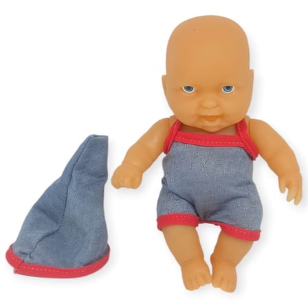 20 cm Sevimli Et Bebek - Çıkarılabilir Neon Kıyafetli Gerçekçi Oyuncak Bebek   - Gri - Pembe