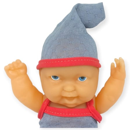 20 cm Sevimli Et Bebek - Çıkarılabilir Neon Kıyafetli Gerçekçi Oyuncak Bebek   - Gri - Pembe