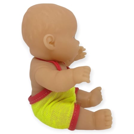 20 cm Sevimli Et Bebek - Çıkarılabilir Neon Kıyafetli Gerçekçi Oyuncak Bebek   - Sarı - Kırmızı