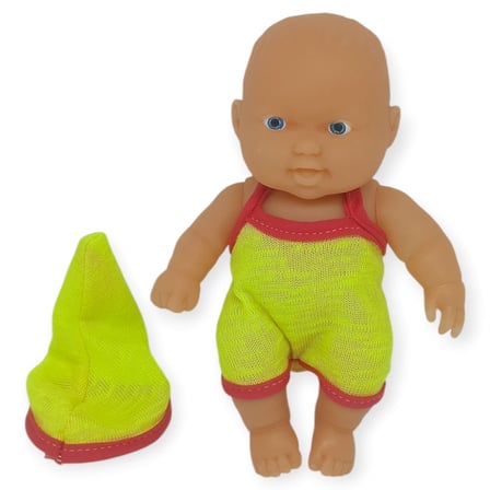 20 cm Sevimli Et Bebek - Çıkarılabilir Neon Kıyafetli Gerçekçi Oyuncak Bebek   - Sarı - Kırmızı