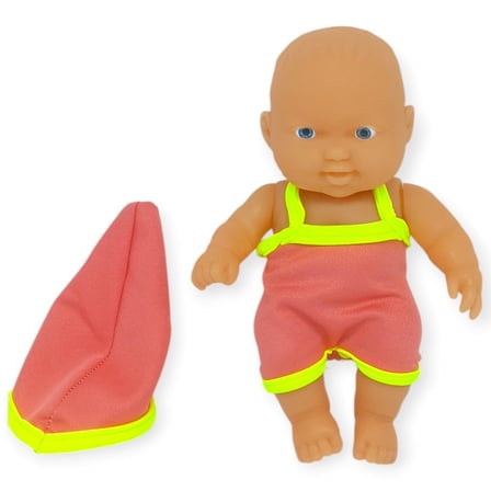 20 cm Sevimli Et Bebek - Çıkarılabilir Neon Kıyafetli Gerçekçi Oyuncak Bebek   - Pembe  - Sarı 