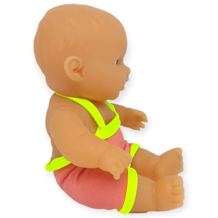 20 cm Sevimli Et Bebek - Çıkarılabilir Neon Kıyafetli Gerçekçi Oyuncak Bebek   - Pembe  - Sarı 