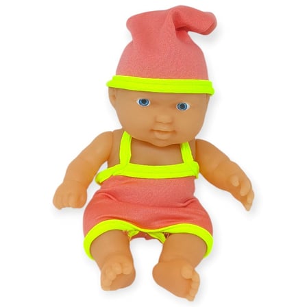 20 cm Sevimli Et Bebek - Çıkarılabilir Neon Kıyafetli Gerçekçi Oyuncak Bebek   - Pembe  - Sarı 