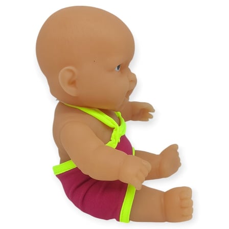 20 cm Sevimli Et Bebek - Çıkarılabilir Neon Kıyafetli Gerçekçi Oyuncak Bebek   - Koyu Pembe  - Sarı 