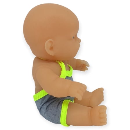 20 cm Sevimli Et Bebek - Çıkarılabilir Neon Kıyafetli Gerçekçi Oyuncak Bebek   - Gri - Sarı 