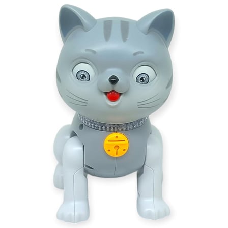 Miniklerin Yeni Oyun Arkadaşı- Işıklı ve Müzikli Yürüyen Sevimli Kedi - Gri