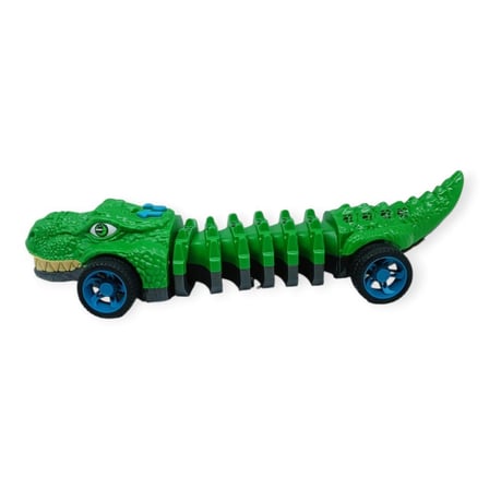 Timsah Araba - Otomatik Hareketli Sesli Işıklı 32 cm - Yeşil Gerçekçi Timsah