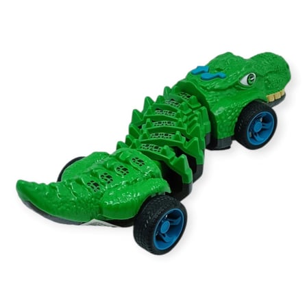 Timsah Araba - Otomatik Hareketli Sesli Işıklı 32 cm - Yeşil Gerçekçi Timsah