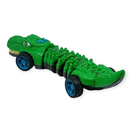 Timsah Araba - Otomatik Hareketli Sesli Işıklı 32 cm - Yeşil Gerçekçi Timsah