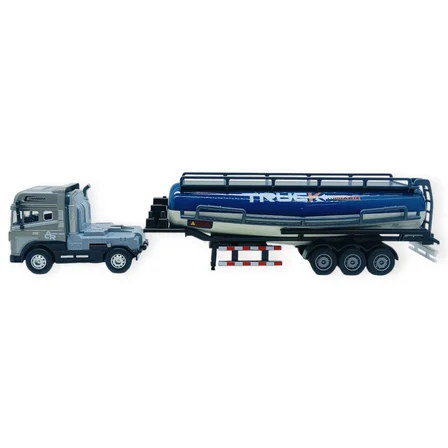 Metal Tır 1:24 - Sesli Işıklı Tanker Tır 39 cm - Gri Kafa