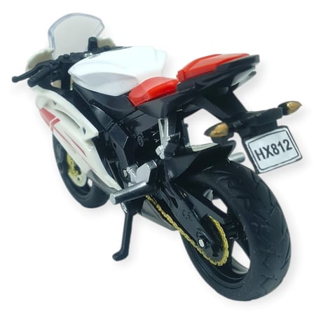 1:18 Ölçekli Model Standlı Motosiklet - Beyaz-Kırmızı