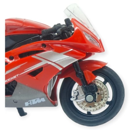 1:18 Ölçekli Model Standlı Motosiklet - Kırmızı - Beyaz