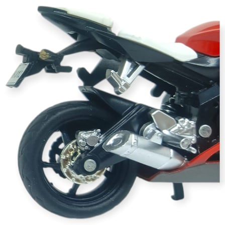 1:18 Ölçekli Model Standlı Motosiklet - Kırmızı - Beyaz
