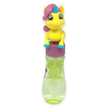 Sevimli Unicorn Figürlü Baloncuk Şişesi - Eğlenceli Köpük Çıkartma Oyuncak - Sarı