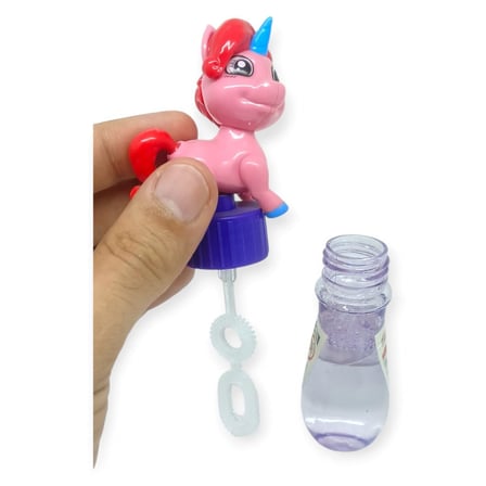 Sevimli Unicorn Figürlü Baloncuk Şişesi - Eğlenceli Köpük Çıkartma Oyuncak - Pembe