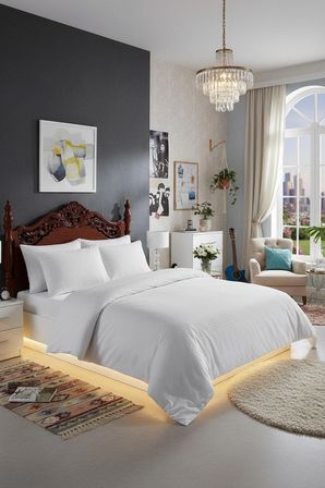 Premium Saten Nevresim Seti - 200X220 - %100 Pamuk Saten