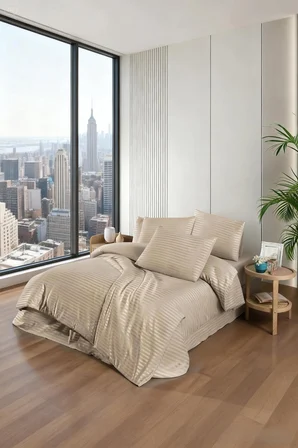 Premium Saten Nevresim Seti - 200X220 - %100 Pamuk Saten