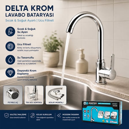 KROM DELTA LAVABO BATARYASI AÇ KAPA KTX-2639 (5517)