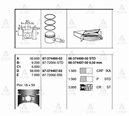 Goetze 06-374400-50 Segman Jp 2E Corolla 1.3 73mm 637440050