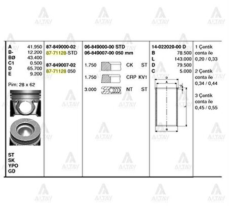 Goetze 06-849000-00 Motor Segman STD Accent Era 1.5 CRDI 2006-Kia Cerato-Rio 1.5 CRDI 2006-75mm 230402A900