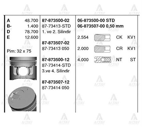 Goetze 06-873507-00 Segman 050 L200 4D56 Motor Turbo 91.60mm 687350700