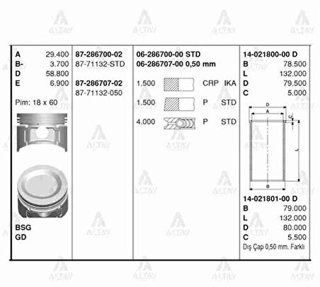 Goetze 87-71132-STD Motor Piston Segman STD Hyundai Excel 1.5 1990 1994 75.50mm 2341024110