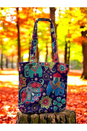 Körüklü Mıknatıs Çıtçıtlı Kumaş Çanta Bez Çanta Kol & Omuz Çantası