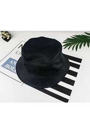 Gogoey Unisex Düz Siyah Şapka Kova Balıkçı Şapka Fisherman Bucket Hat