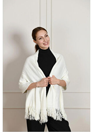  Angora Bayan Beyaz Şal Atkı – Yumuşacık, Zarif ve Sıcacık Dokunuş